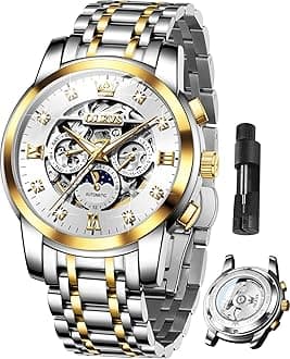 OLEVS Ladies Luxury Gold Silver Stainless Steel Quartz Watch Waterproof Date