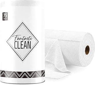 Fantasticlean Microfiber Cleaning Cloth Roll -75 Pack, Tear Away Microfiber Towels, 12" x 12", Reusable, Washable, Scratch Free, Ultra Absorbent Dish Rags for Car, Home, Garage or Shop (White)
