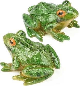 2 Pcs Frog Statues Miniature Simulation Small Animal Resin Sculpture Patio Lawn Yard Terrace Micro Landscape Fairy Garden Fish Tank Accessories Indoor and Outdoor Mini Decorative Ornaments