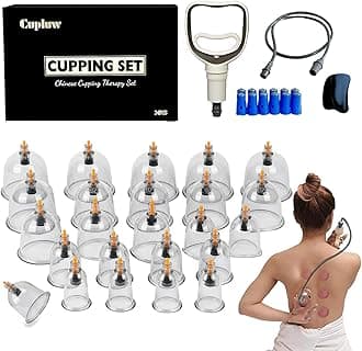 Cupluw Cupping Set, 24 Cups Cupping Kit for Massage Therapy, Chinese Cupping Therapy Set with Magnetics, Professional Vacuum Cupping Set for Cellulite Reduction Muscle Pain Relief with Manual Pump