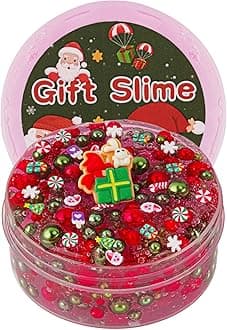 Green & Red Pearl Bead Slime, Good Stretchy & Non-Sticky Crunchy Slime, Slimes Party Favors for Kids, Slimes Sensory Toys, Girls Gifts & Boys Gifts for Birthday Easter Hallowmas Christmas