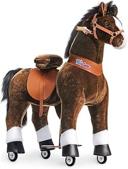 Horse Ride on Toys for Kids Riding Large Horse Rocking Horse (with Brake/42.5" Height/Size 5 for Age 7-12) Ride-on Animals Plush Pony Toys No Electricity Ux521