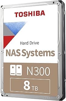 Toshiba N300 8TB NAS 3.5-Inch Internal Hard Drive - CMR SATA 6 GB/s 7200 RPM 512 MB Cache - HDWG780XZSTA