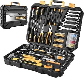 DEKOPRO 208 Piece Tool Set,General Household Hand Tool Kit, Auto Repair Tool Box with Plastic Toolbox Storage Case
