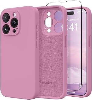 SuydanBox Magnetic for iPhone 14 Pro Case, Compatible with MagSafe, [Full Camera Protection][Screen Protector] Silicone Shockproof Protective Phone Case for iPhone 14 Pro 6.1", Blackcurrant