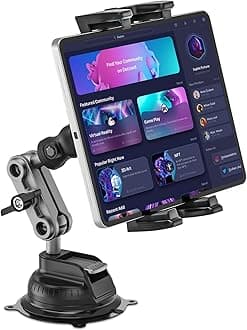 Tablet Mount for Truck, Car Tablet Holder Heavy Duty Super Suction Cup/Adhesive Base iPad Stand for Dash Windshield Wall Vehicle Desk, 360° Metal Bracket for 4.7-12.9" iPad Pro/Air/Mini/Galaxy