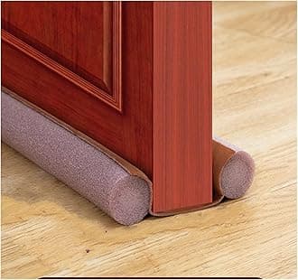 Twin Door Draft Stopper, Double Side Under Door Bottom Seal Strip Noise Blocker | Door Sweep Draft Blocker for Door | 10 * 95cm | Brown