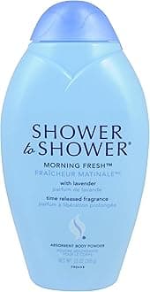 Shower to Shower Morning Fresh Body Powder with Lavender for Men & Women, Talc Free, Sweat Absorbing, Prevents Chafing & Odor, Deodorizing All Over Body Powder for Long Lasting Freshness, 13 OZ