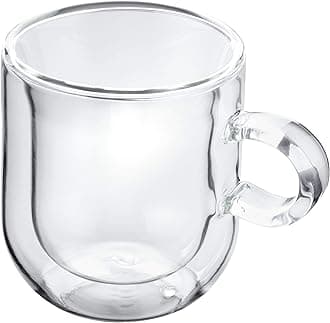 Judge Double Walled Glass Coffee Cups with Handle 75ml for Espresso, Hollow Vacuum Sealed, Hand Made, Heat Resistant