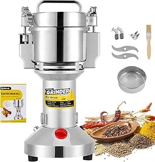 CGOLDENWALL Safety Upgraded Electric Grain Grinder Mill High-speed Dry Spice Herb Mill Grinding Machine with 2400W Commercial Motor Overload Protection CE 110V (700g Hand-held Type)