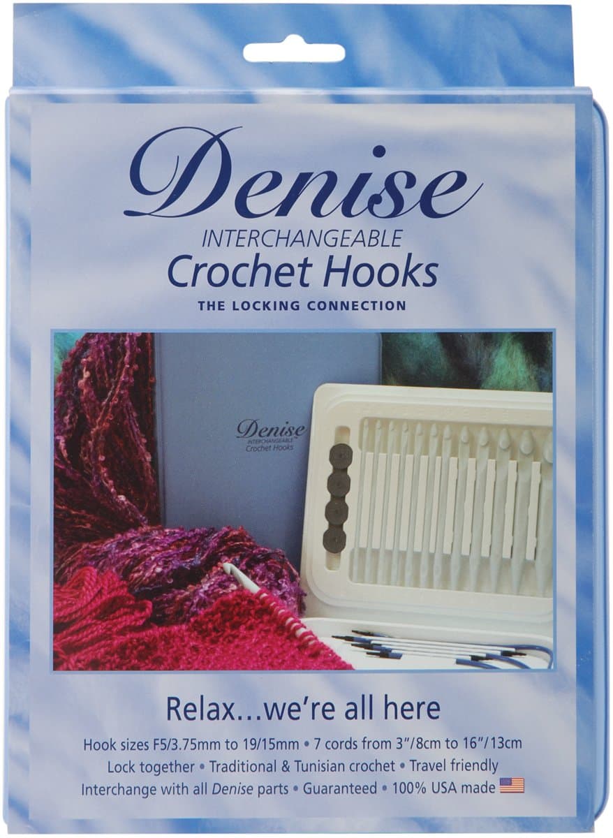 Denise Needles Interchangeable Crochet Kit-Blue W/Gray Hooks