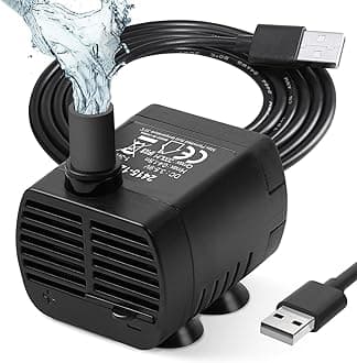 Submersible Water Pump, 200L/H USB Water Pump for Aquarium, Fish Tank, Statuary and Hydroponics DC 3.5-9V 1-3W(0.4-1.5m) #1 Black/Side Suction Cup