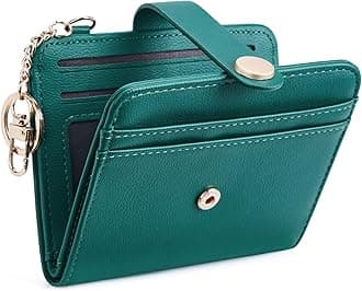 POIUGOYA Slim Wallet for Women, RFID Blocking Credit Card Holder with Coin Pocket, ID Window and Key Chain