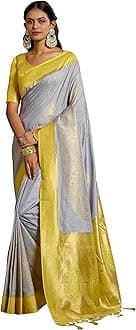 Elina fashion Women's Ready to Wear Banarasi Art Silk One Minute Pre Pleated Indian Saree With Unstiched Blouse