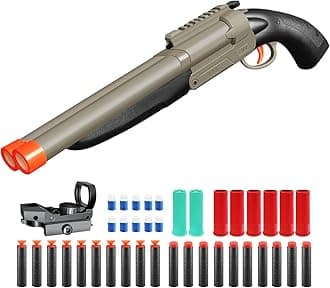 Bugrtey Double-barreled Toy Shotgun - Two Modes Realistic Soft Bullet Toy Gun Blaster with Sight - Educational Shooting Game Toy Guns - Gifts Christmas Birthday Halloween