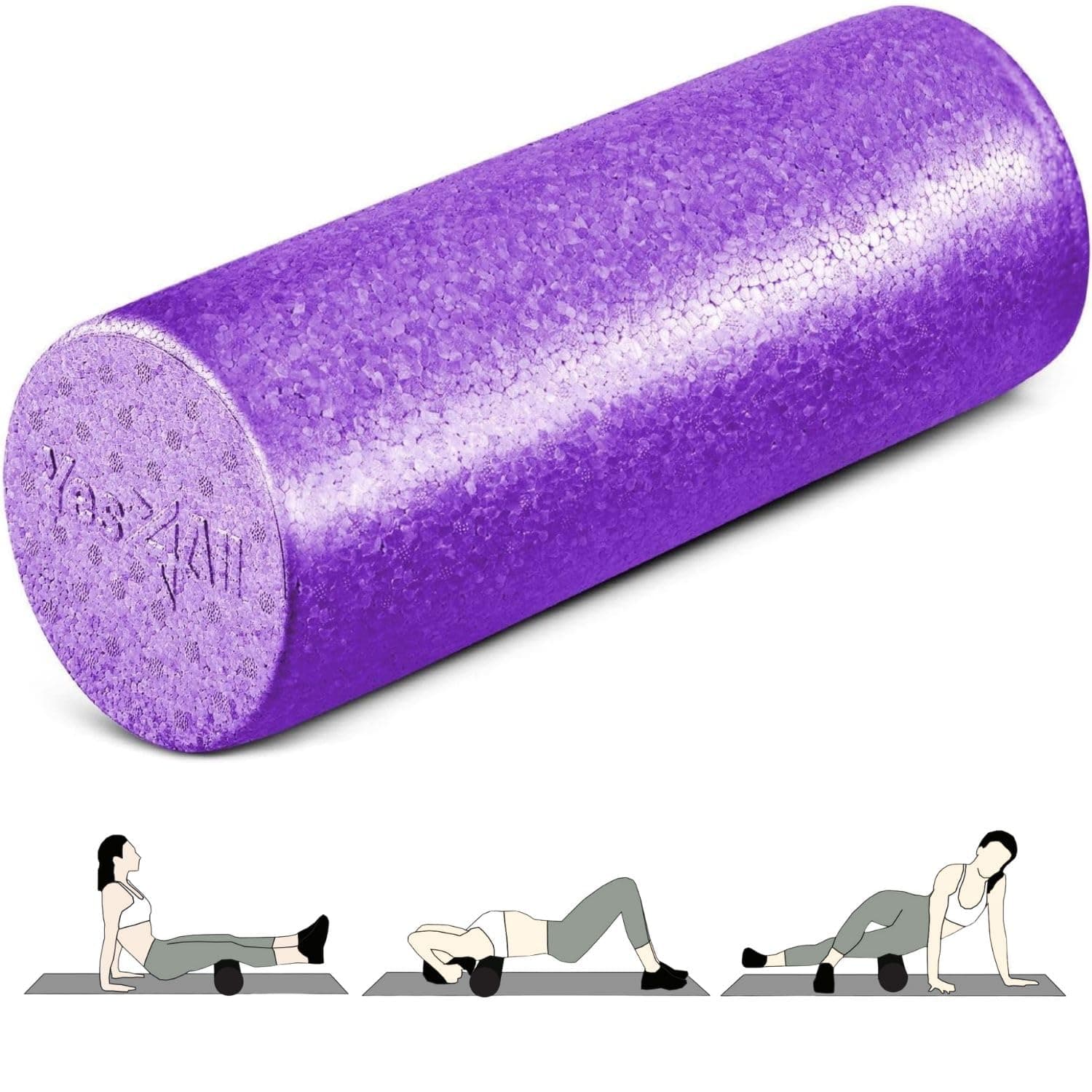 High-Density EPP Round Back Roller Foam, Exercise Foam Roller for Yoga, Pilates & Stretching - 12, 18, 24, 36 inch