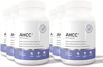 AHCC Supplement - Maximum Strength - Natural Immune Support Extract - Maintains Natural Killer Cell Activity - 20+ Human Research Studies - 60 Veggie Capsules (6 Pack)