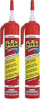 - Flex Caulk, Waterproof & Weatherproof Hybrid Polymer Sealant, Strong, Paintable, Indoor, Outdoor, Bath, Shower, Sink, Window, Baseboards, Door, RV, Roof, Wood, Auto & Marine, White, 9 oz, 2-Pack