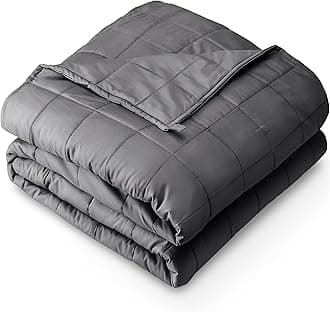Bare Home Weighted Blanket Twin or Full Size 10lb (40" x 60") - All-Natural 100% Cotton - Premium Heavy Blanket Nontoxic Glass Beads (Grey, 40"x60")