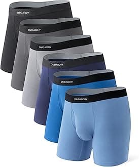 Men's Underwear Boxer Briefs Cotton Comfortbale Soft Breathable with Fly Underwear for Men 6 Pack