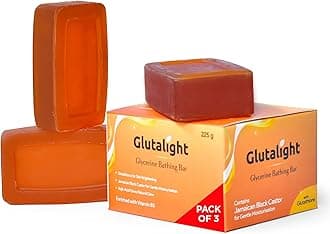 Glutathione & Glycerine Soap with Kojic Acid for Radiant Skin |Enriched with Black Castor Oil|Ideal for Winter Dryness Sensitive Skin & Tan Removal|Deep Moisturizing Bath Soap - Pack of 3