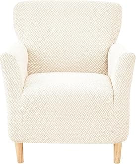 CRFATOP Stretch Mid Century Modern Armchair Slipcover 1-Piece Jacquard Accent Chair Covers with Arms Soft Chair Slipcovers for Living Room Armchair Furniture Protector Office Reception Reading Sofa,01