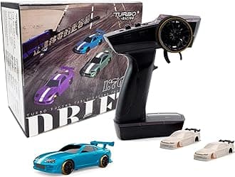Turbo Racing C63 1:76 Scale Drift RC Car with Gyro Mini Full Proportional RTR 2.4GHz Remote Control with 2 Interchangeable Car Body Shells (Lake Blue)