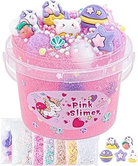 10 FL OZ Slime Kit, Pink Clear Slime, Schleim Kinder for Ages 8-12, Glimmer Crunchy Schleim Set Includes 9 Slime Add-on Packs, Schleim Sensory Toys, Birthday Hallowmas Gift