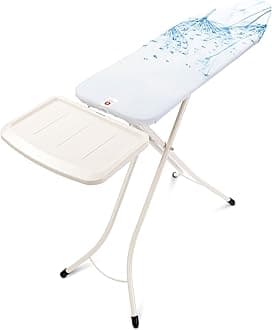 Brabantia Size B Ironing Board (124 x 38cm) 7 Height Options, Solid Steam Unit Rest Holder (Cotton Flower) Non-Slip Feet, Anti-Collapse Child Locks