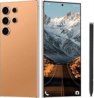 Huness I23 Ultra Smartphone Unlocked Cell Phone,Built in Pen,Battery 6800mAh 6.8" HD Screen Unlocked Phone,Android 13 6+256GB with 128GB Memory Card, Face ID/Fingerprint Lock/GPS (Orange)