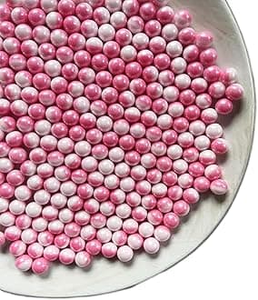 Edible Pink White Pearl Sugar Sprinkles Candy Baking Edible Cake Decorations Cupcake Toppers Cookie Decorating Celebrations Wedding Shower Party Chirstmas Supplies 100g/ 3.5oz