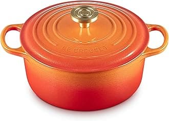 Enameled Cast Iron Signature Round Dutch Oven, 4.5 qt., Flamme Doree with Crucible Knob
