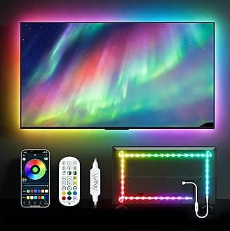 Daymeet LED Lights for TV, 9.8FT RGB TV LED Backlight for 32-43 inch TVs, USB Strip Lights Behind TV, Color Changing Sync with Music, Bluetooth App Controlled Led Lights for Bedroom Gaming Home Decor