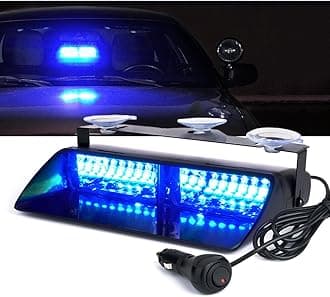 Blue 16 LED High Intensity LED Law Enforcement Emergency Hazard Warning Strobe Lights For Interior Roof/Dash/Windshield With Suction Cups