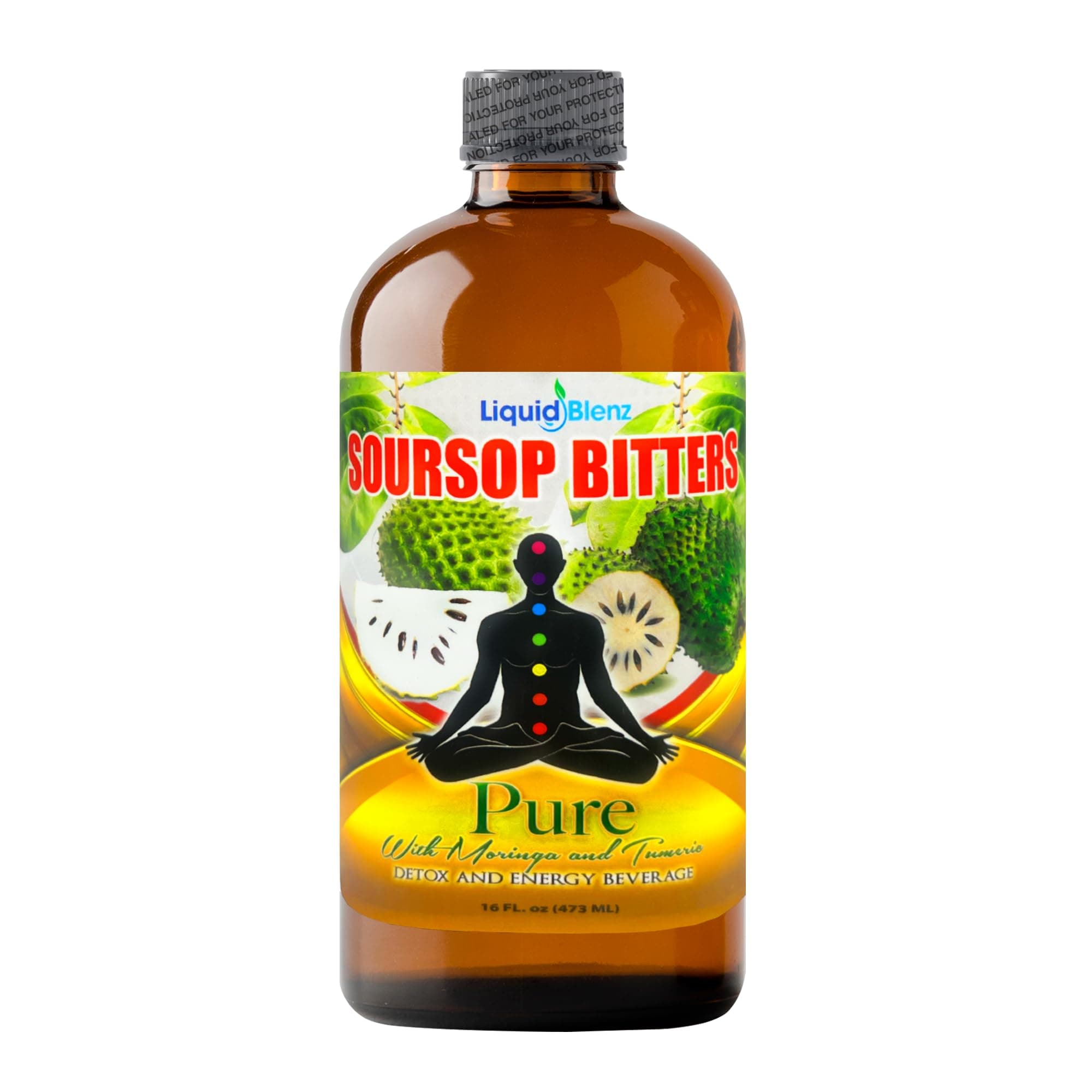 Soursop Bitters Detox Energy Beverage with Moringa & Tumeric 16oz