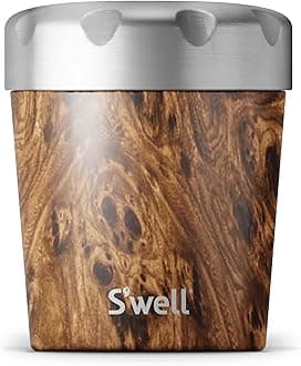 S'well Stainless Steel Ice Cream Chiller, 16oz, Teakwood, Triple Layered Vacuum Insulated Container Keeps Ice Cream Frozen For Up To Four Hours, BPA Free