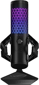 ROG Carnyx RGB Condenser Gaming Microphone Black (Gaming, Streaming and Podcast, 25 mm Capacitor Capsule, 192 kHz / 24 Bit Sampling Rate, High Pass Filter, Pop Filter, Metal Holder, Aura Sync)