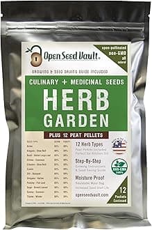 Open Seed Vault 4,000 Non GMO Heirloom Vegetable Seeds for Planting Vegetables and Fruits - 12 Variety Pack of Herb Seeds for Planting Outdoors - Gardening Supplies, Survival Gear, Prepper Kits