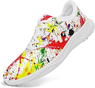 Spikeless Golf Shoes for Men, Women's Breathable Abstract Art Non-Slip Sports Walking Shoes with Air-Outer Golf Sneakers