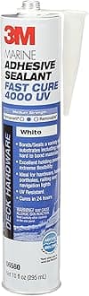 Marine Adhesive Sealant 4000 UV, PN06580, White, Medium Strength Flexible Waterproof Adhesive Sealant for Boats and RVs, UV Resistant, Cures in 24 Hours, 295 mL Cartridge, 10 Fl Oz (Pack of 1)