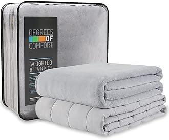 Degrees of Comfort Weighted Blanket w/ 2 Duvet Hot & Cold Sleepers|Advanced Nano-Ceramic Beads Deliver Durability & Silky Comfort (48x72 15lbs, Polyester, Grey | 1 Cover