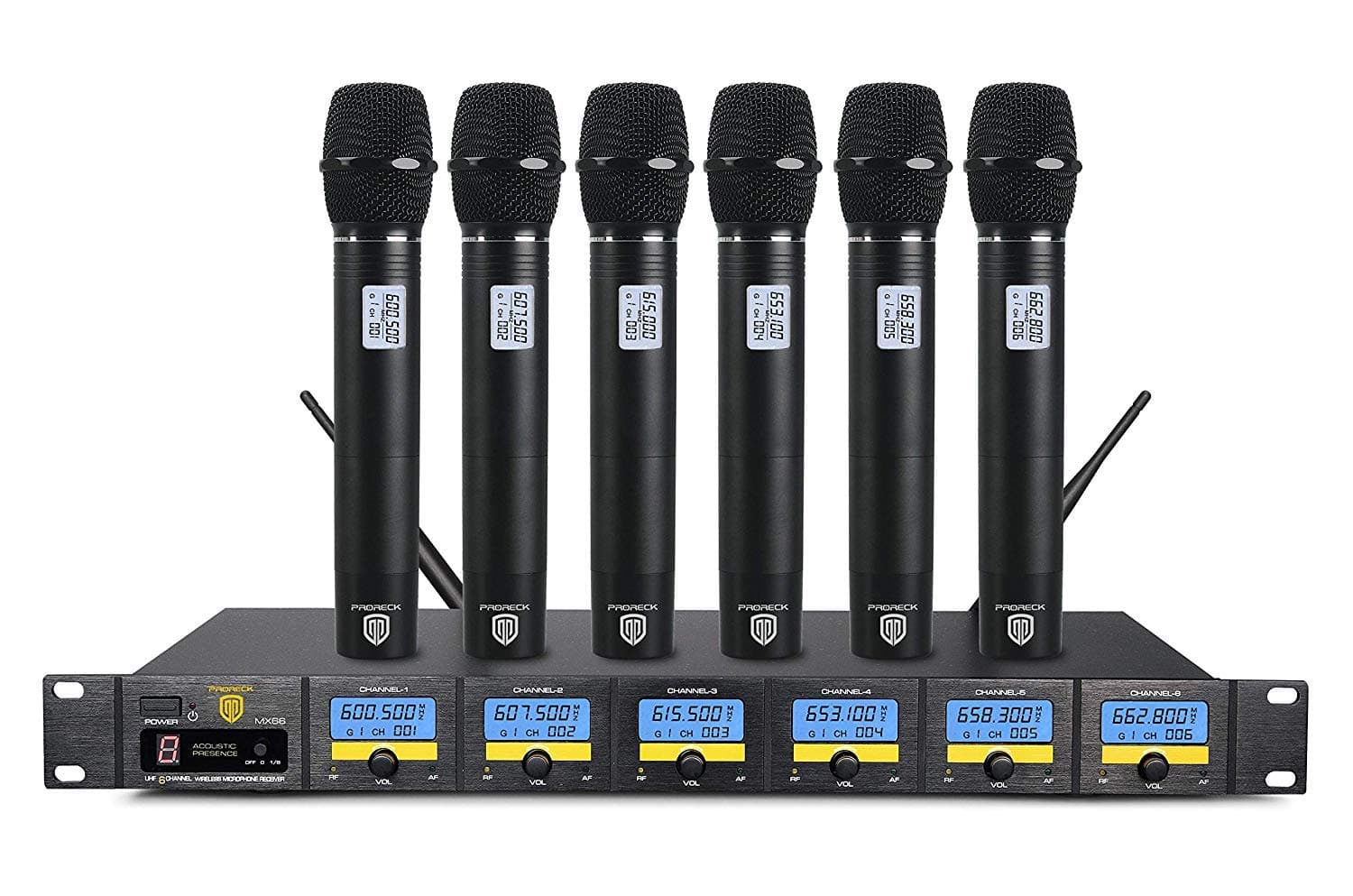 MX66 6-Channel UHF Wireless Microphone System with 6 Hand-held Microphones Karaoke Machine for Party/Wedding/Church/Conference/Speech