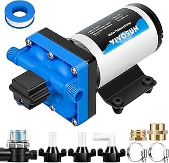VIVOSUN Water Pressure Pump, 110V 5.5GPM 70 PSI Diaphragm Water Pump Include 1/2" and 3/4" Garden Hose Adapters, Power Plug for Bathrooms, Kitchens, RVs, and Yachts