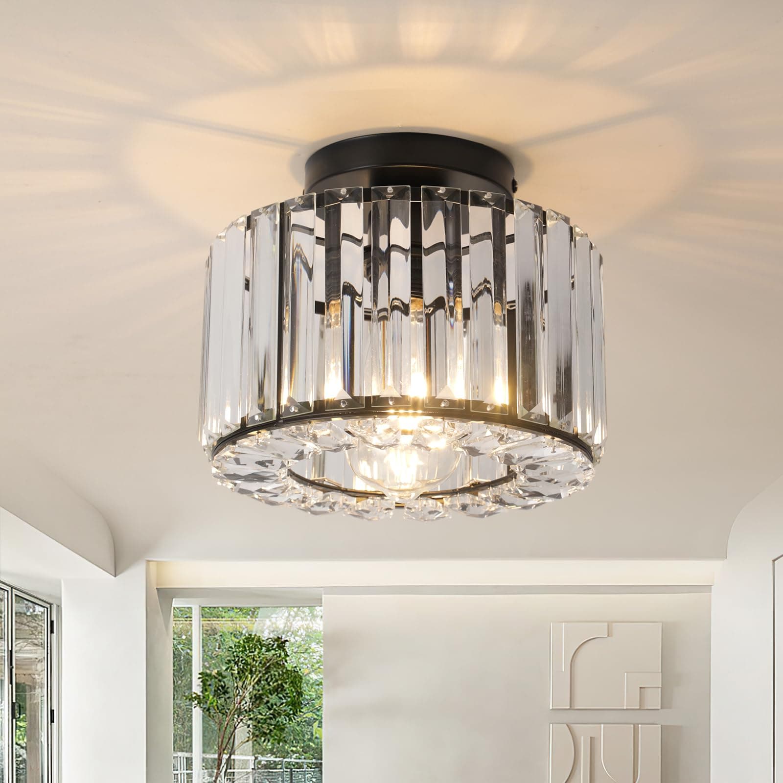 Black Crystal Ceiling Light