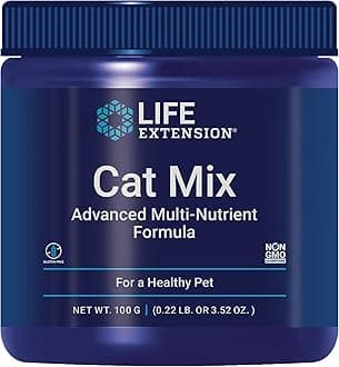 Cat Mix, cat Food Supplements, Heart Health, probiotics, L-arginine, Taurine, B12, folic Acid, Vitamin C, Vitamin E, Rosemary, Nutrient Absorption, Gluten-Free, Non-GMO, 85 Servings