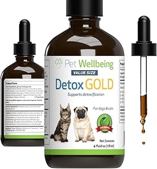 Detox Gold for Dogs & Cats - Gentle Detoxification & Elimination Support, Immune System Care, Nettle, Blessed Thistle - Veterinarian-Formulated Herbal Supplement 4 oz (118 ml)