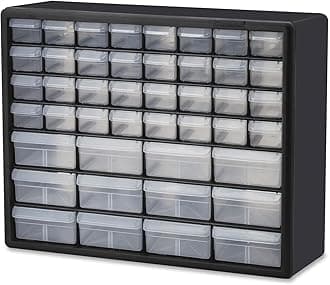 10144 44-Drawer Plastic Drawer Storage Cabinet for Garage Organization, Lego Storage, Teacher Toolbox, Makeup Organizer, and More, 50.8 cm W x 15.24 cm D x 40.64 cm H, Black