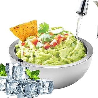 Dip Chiller Bowl - 35oz Capacity - Frozen Ice Stainless Steel Party Serving Bowl - Insulated Dip Dish Platter Keeps Salsa, Guacamole, Condiments, Sauces, Salad & Food Hot or Cold (1 Bowl)