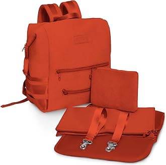 Neoprene Diaper Bag, Minimalist Backpack Diaper Bag with Pouch, Changing Pad, and Stroller Straps, Water Resistant and Lightweight Baby Bag for Mom, Diaper Bag Backpack, Rust