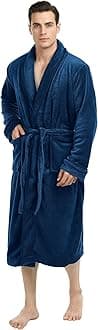 Mens Robe, Luxury Plush Fleece Mens Bathrobe, Spa Bath Robe for Men